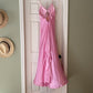 Rosa Vintage-Mode Elegante Lange Satin Ballkleid Abendkleid Partykleid gh3441