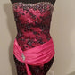 Robe de soirée en satin rose magnifique et élégante, style rétro, longue et longue, avec perles, traînante, princesse, gh3447