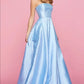 Blau mode elegante exquisite perle perlen lange satin ballkleid abendkleid gh3308
