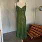 Robe longue en mousseline de soie, élégante et exquise, verte, vintage, brodée de fleurs, à bretelles, robe de soirée, robe de bal, gh3720