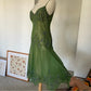 Robe longue en mousseline de soie, élégante et exquise, verte, vintage, brodée de fleurs, à bretelles, robe de soirée, robe de bal, gh3720