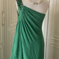 💚Grünes, perlenbesetztes Vintage-Kleid mit einer Schulter, stilvolles langes Chiffon-Kleid für Hochzeitsgäste, Ballkleid, Abendkleid, Gatsby-Beauty-Partykleid, gh4391