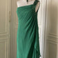 💚Grünes, perlenbesetztes Vintage-Kleid mit einer Schulter, stilvolles langes Chiffon-Kleid für Hochzeitsgäste, Ballkleid, Abendkleid, Gatsby-Beauty-Partykleid, gh4391