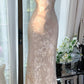 Pink floral ball gown long chiffon date dress evening dress birthday dress wedding dress style core aesthetic gh4530