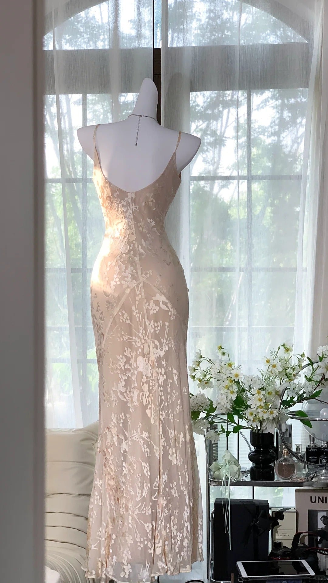 rose gold wedding dress aesthetic Pink floral ball gown long chiffon date dress evening dress birthday d –  girlhomeshops