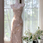 Light Pink Floral Elegant Romantic Long Chiffon Ball Gown Evening Dress Party Dress gh4402