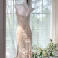Light Pink Floral Elegant Romantic Long Chiffon Ball Gown Evening Dress Party Dress gh4402