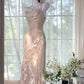 Light Pink Floral Elegant Romantic Long Chiffon Ball Gown Evening Dress Party Dress gh4402