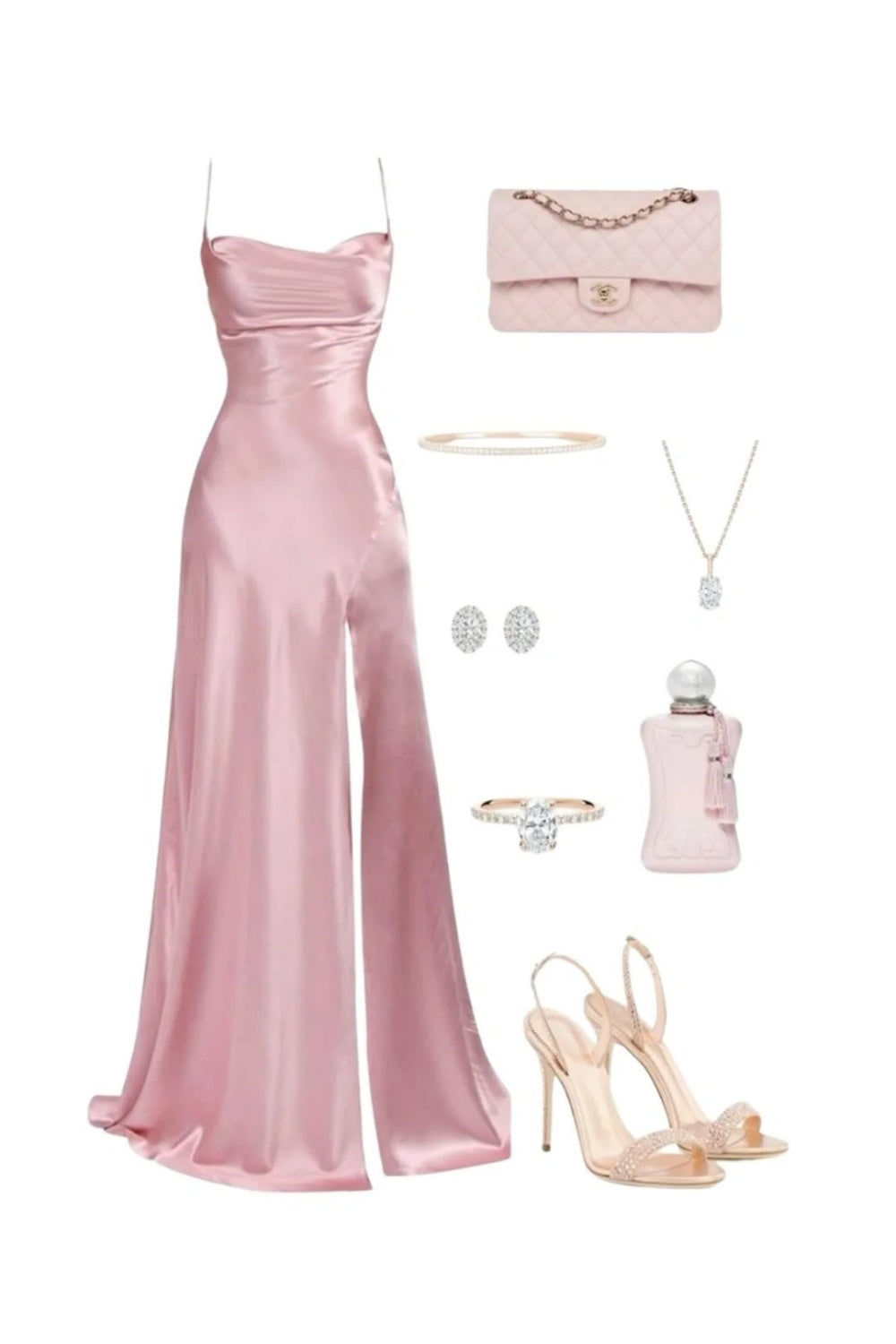 girlhomeshops – Rosa, modisches, langes, sexy Satin-Ballkleid mit Spaghettiträgern und Schlitz, gh5736