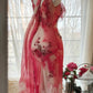 Pink Gorgeous Elegant Romantic Exquisite Beaded Blooming Long Chiffon Ball Gown Evening Dress Birthday/Wedding Guest Party Dress gh4018