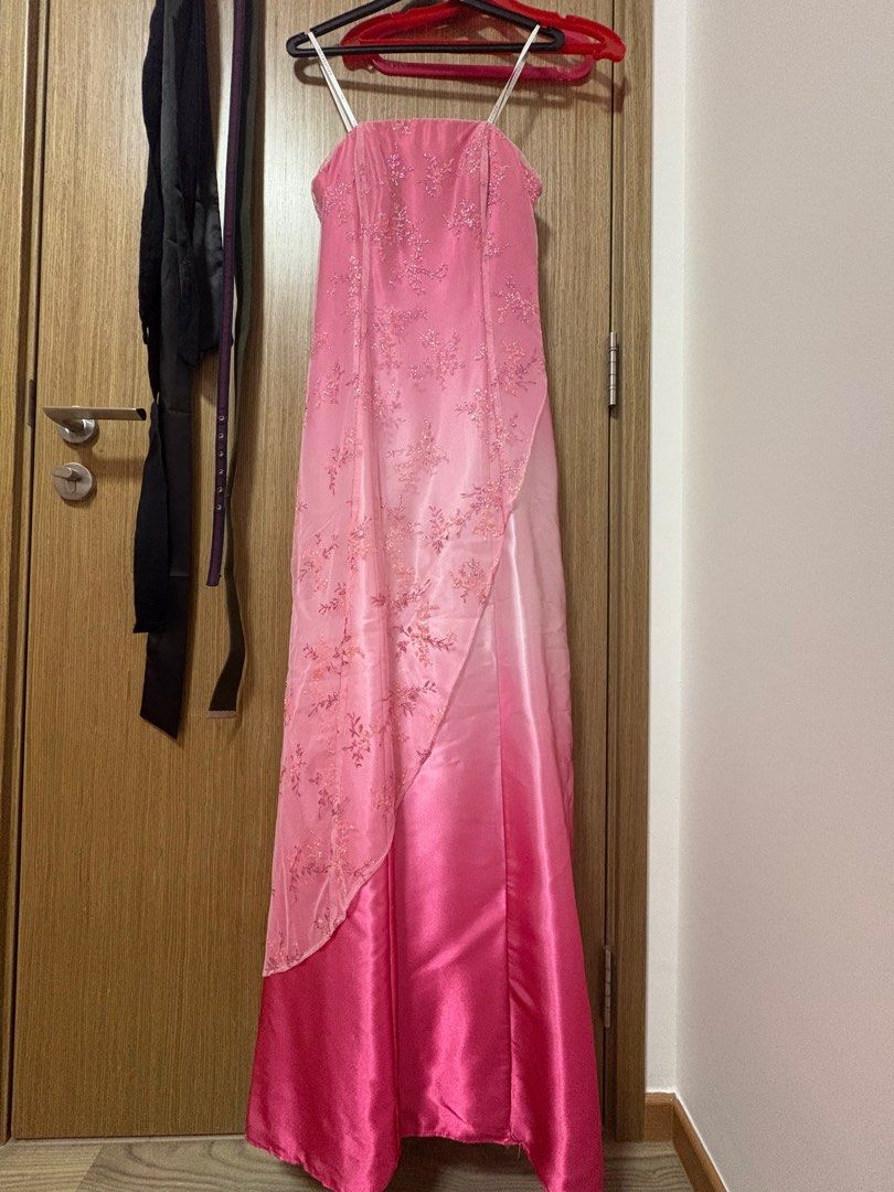 Girlhomeshops – Rosa Farbverlauf, exquisite Blumenperlen, modisches langes Tüll-Ballkleid, Abschlusskleid, gh5522