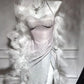Rosa silber glänzend mode moderne farbverlauf lange satin elegante ballkleid abendkleid dinner-kleid gh4731