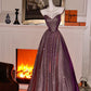 Lila, modisches, wunderschönes, glänzendes, elegantes langes Kleid gh6645