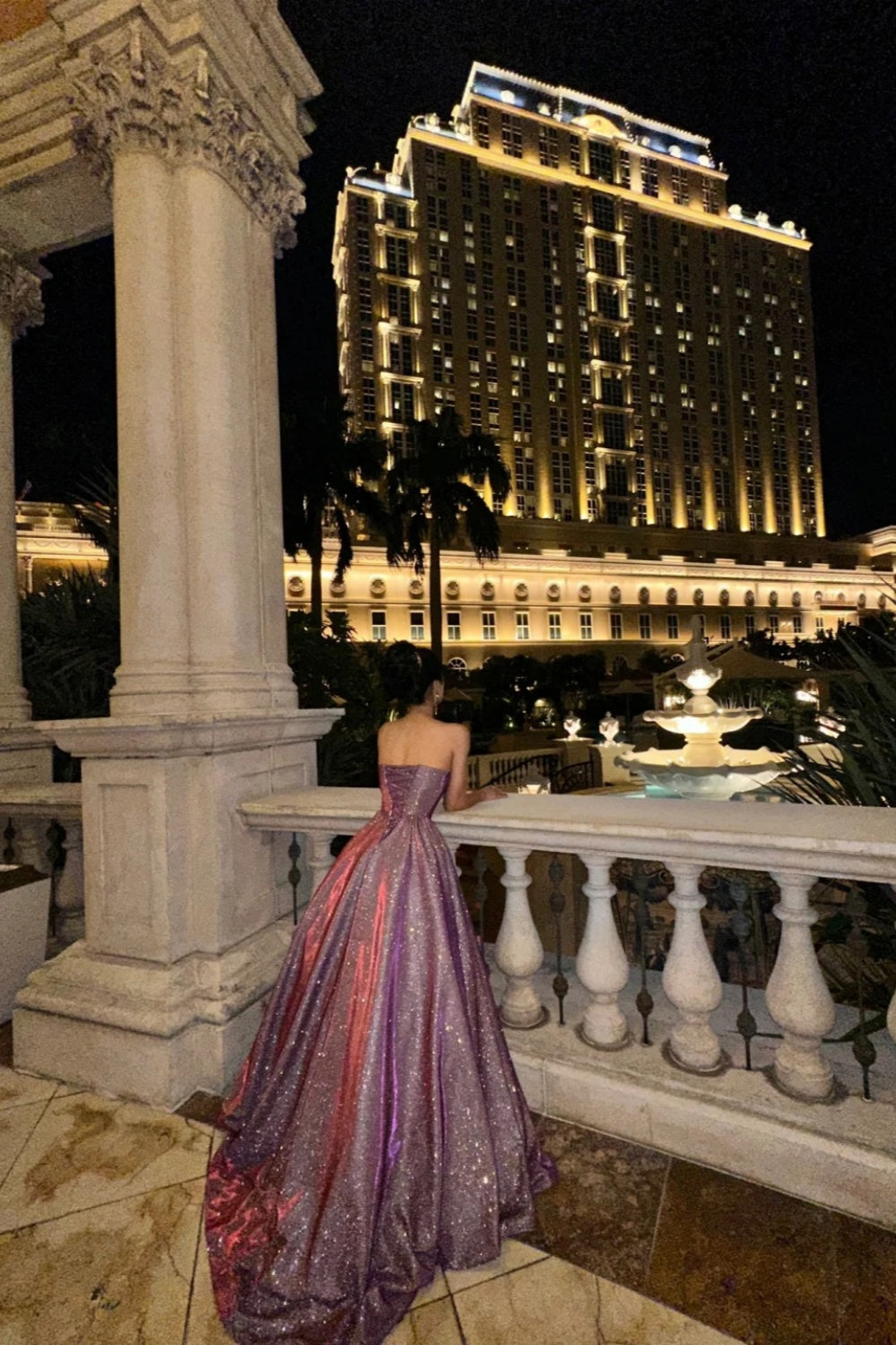 Lila, modisches, wunderschönes, glänzendes, elegantes langes Kleid gh6645