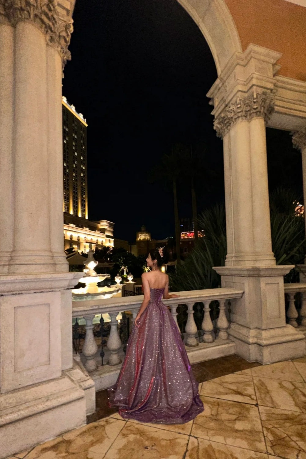 Lila, modisches, wunderschönes, glänzendes, elegantes langes Kleid gh6645