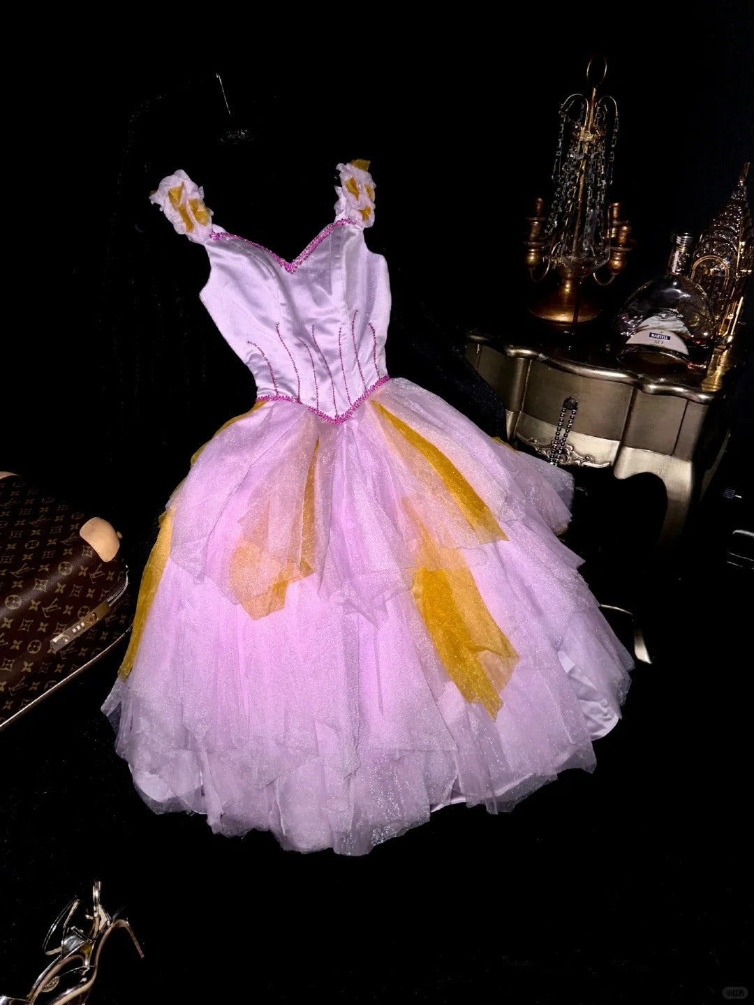 Robe de soirée courte en tulle et tulle, robe de princesse violette à perles, gh4428