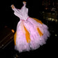 Robe de soirée courte en tulle et tulle, robe de princesse violette à perles, gh4428