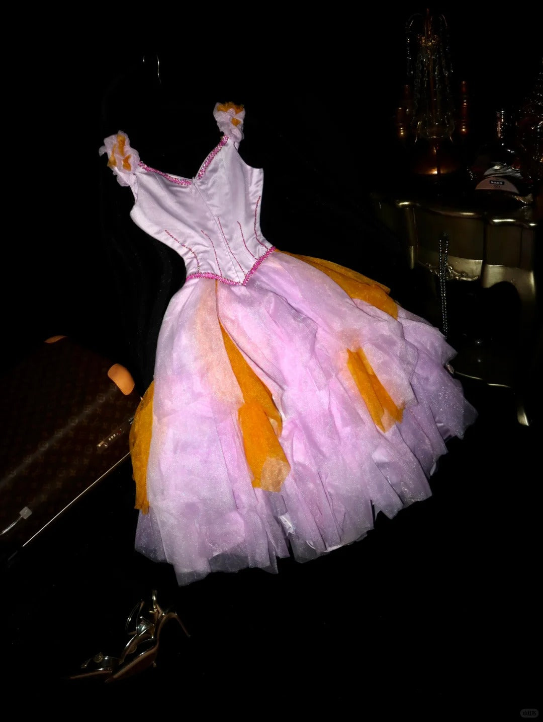 Robe de soirée courte en tulle et tulle, robe de princesse violette à perles, gh4428