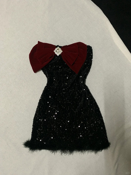 Robe de soirée courte à paillettes et diamants scintillants, robe de bal, robe de cocktail, robe de soirée, robe de bal, robe de soirée ...