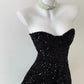 Black Shiny Fashion Short Mini Sequin Homecoming Dress Birthday Party Dress gh3798