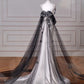 Girlhomeshops-Weißes, schlichtes und modisches langes Satinkleid, schwarzes Tüllkleid, langes bodenlanges Meerjungfrauenkleid mit Schleppe gh5387