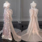 Rosa, wunderschönes, funkelndes, hübsches Meerjungfrau-Ballkleid mit abnehmbarer Schleife, lang, elegant, mit Pailletten, formelles Ballkleid, Abendkleid, Partykleid, gh3544