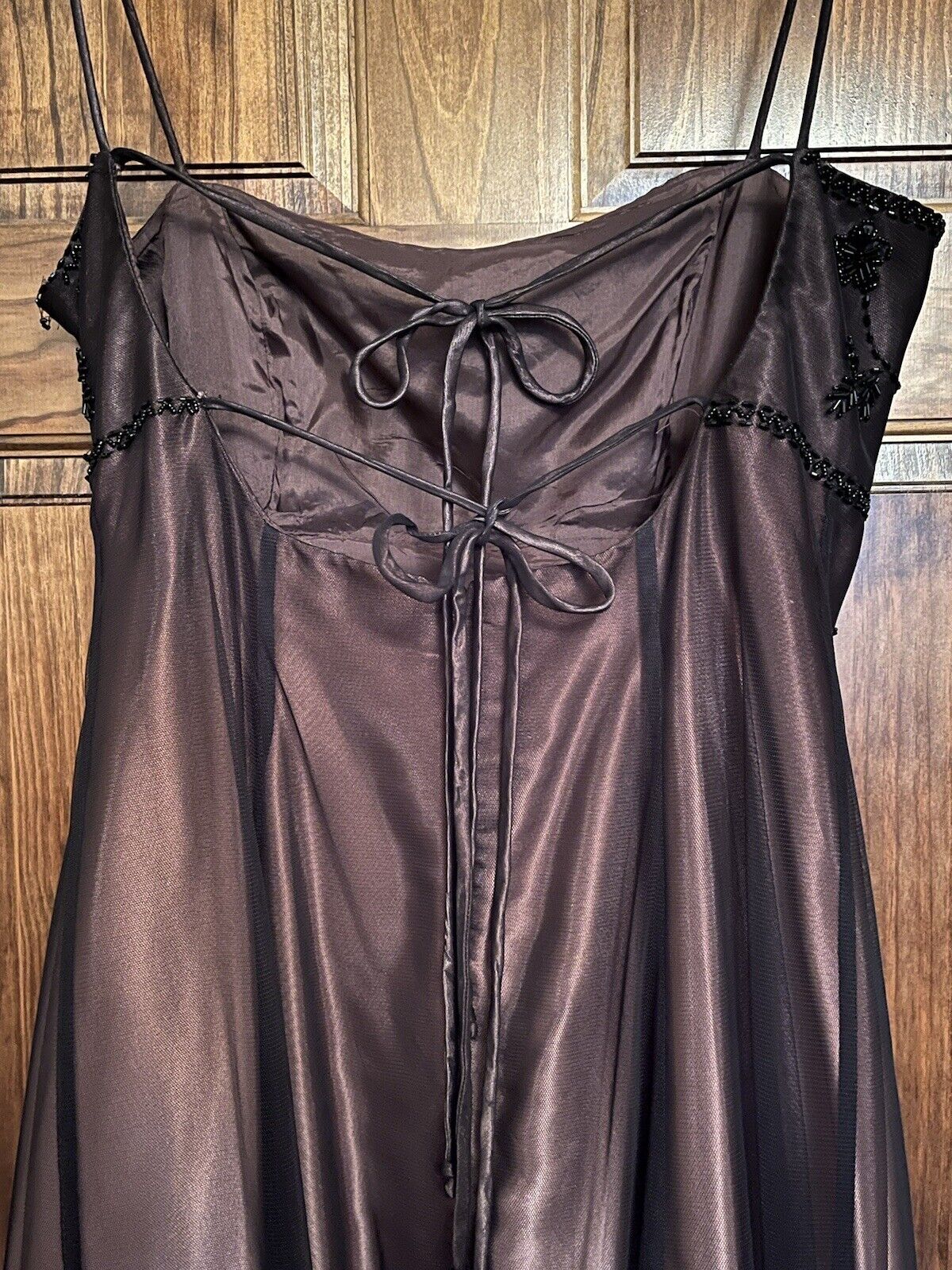 Rosa Braun Vintage Exquisite Perlen Spaghetti Strap Lange Tüll Elegante Ballkleid Abendkleid Partykleid Ballkleid gh3153