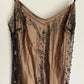 Robe de soirée longue en mousseline de soie, satin et tulle, élégante et raffinée, style vintage, marron doré, avec perles, gh3723