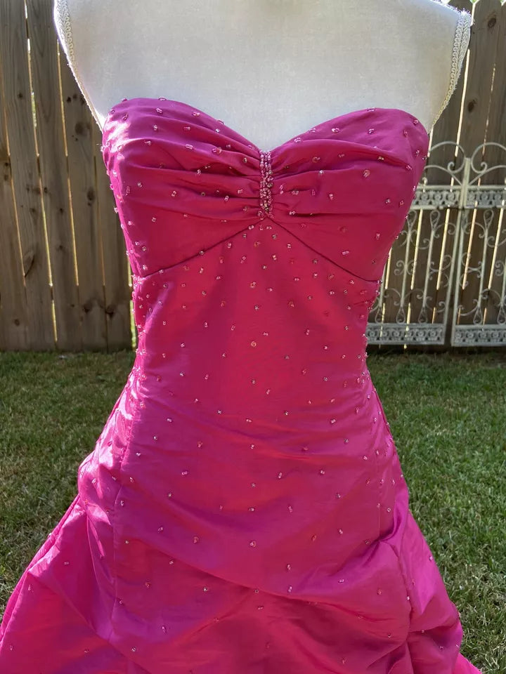 Rosa Retro Elegantes Tube Top Exquisite Strass Langes Ballkleid Abendkleid gh3310