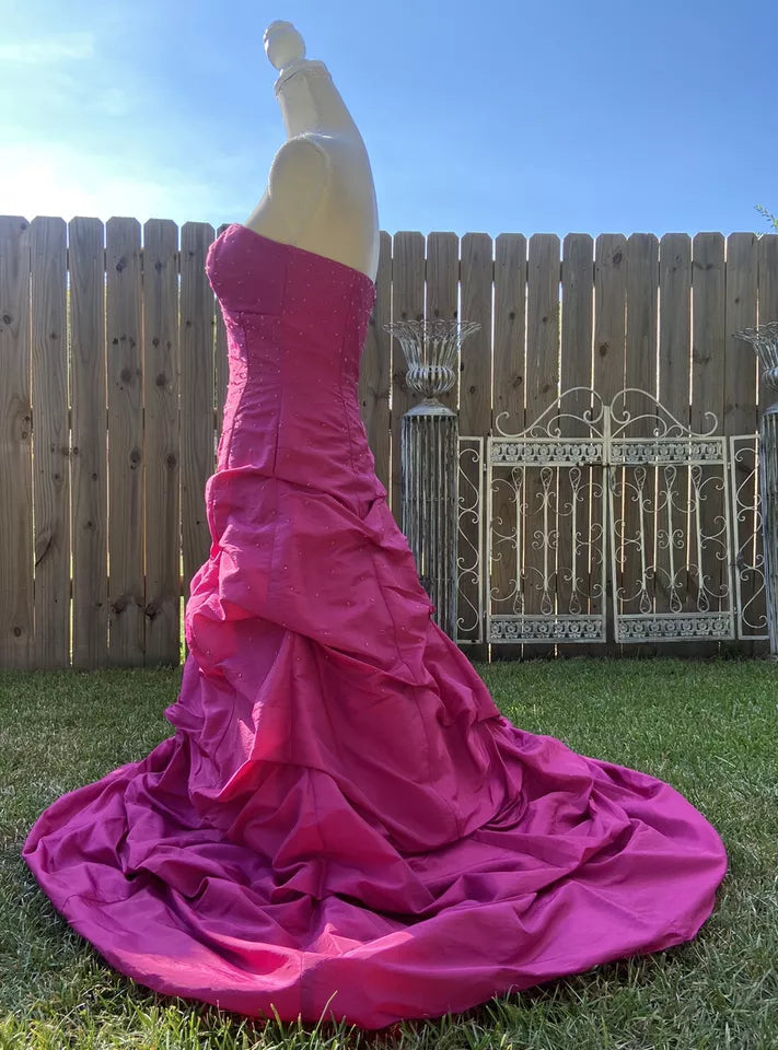 Rosa Retro Elegantes Tube Top Exquisite Strass Langes Ballkleid Abendkleid gh3310