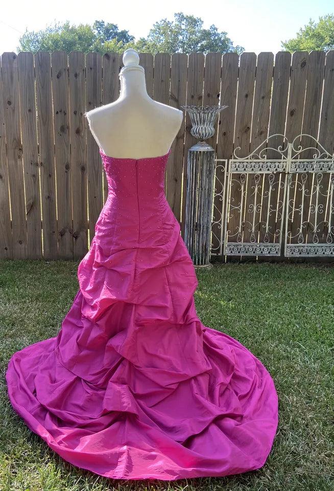 Rosa Retro Elegantes Tube Top Exquisite Strass Langes Ballkleid Abendkleid gh3310