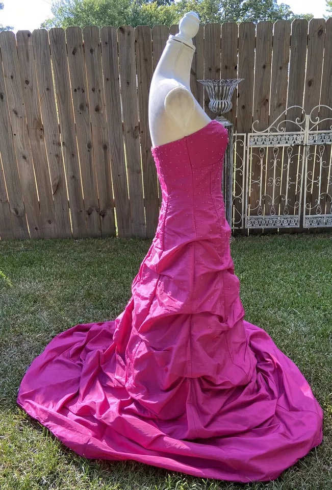 Rosa Retro Elegantes Tube Top Exquisite Strass Langes Ballkleid Abendkleid gh3310