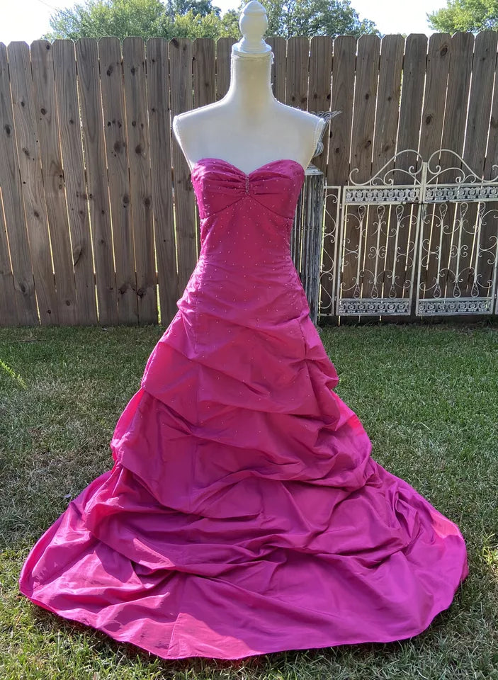 Rosa Retro Elegantes Tube Top Exquisite Strass Langes Ballkleid Abendkleid gh3310