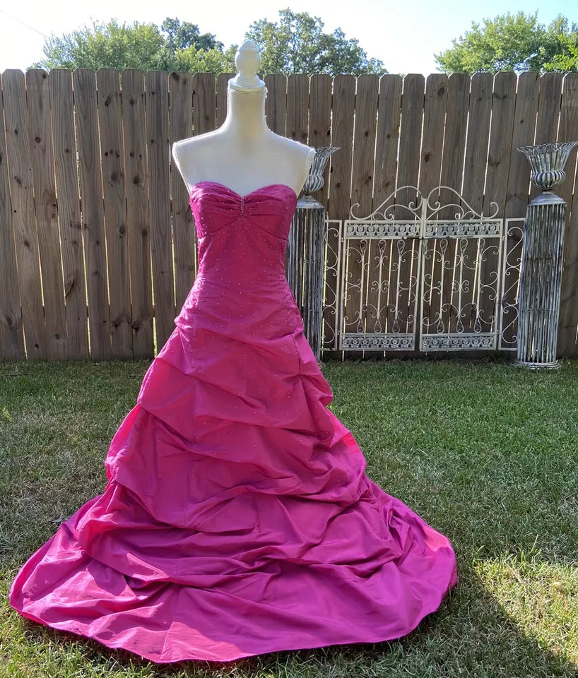 Rosa Retro Elegantes Tube Top Exquisite Strass Langes Ballkleid Abendkleid gh3310