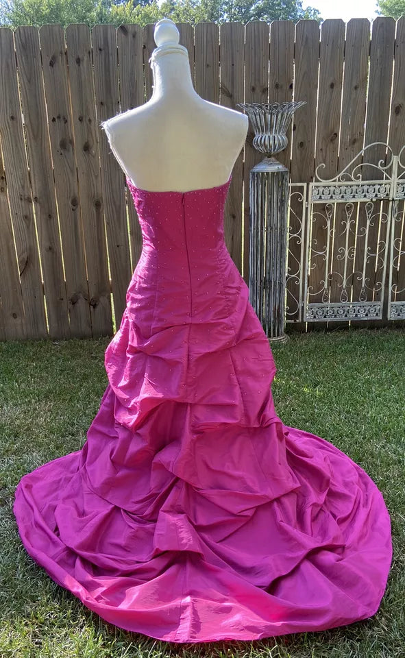 Rosa Retro Elegantes Tube Top Exquisite Strass Langes Ballkleid Abendkleid gh3310