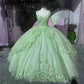 Pink/purple/green sweet lace applique long tulle quinceanera dress Ball gown evening dress gh909