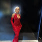 Red Shiny Pretty V Neck Long Bodycon Sexy Sequined Prom Dress Formal Evening Gown Party Dress gh3414
