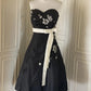 Black and White Elegant Stylish Exquisite Beaded Midi/Short Satin Homecoming Dresses Prom Dresses Evening Dresses Party Dresses Prom Dresses gh3999