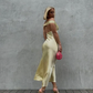 girlhomeshops – Gelbes Hochzeitsgastkleid, stilvoll, schlicht, lang, Satin, Ballkleid, gh5630