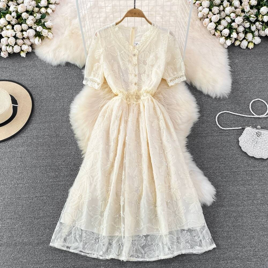 Robe courte en dentelle mignonne et tendance 517