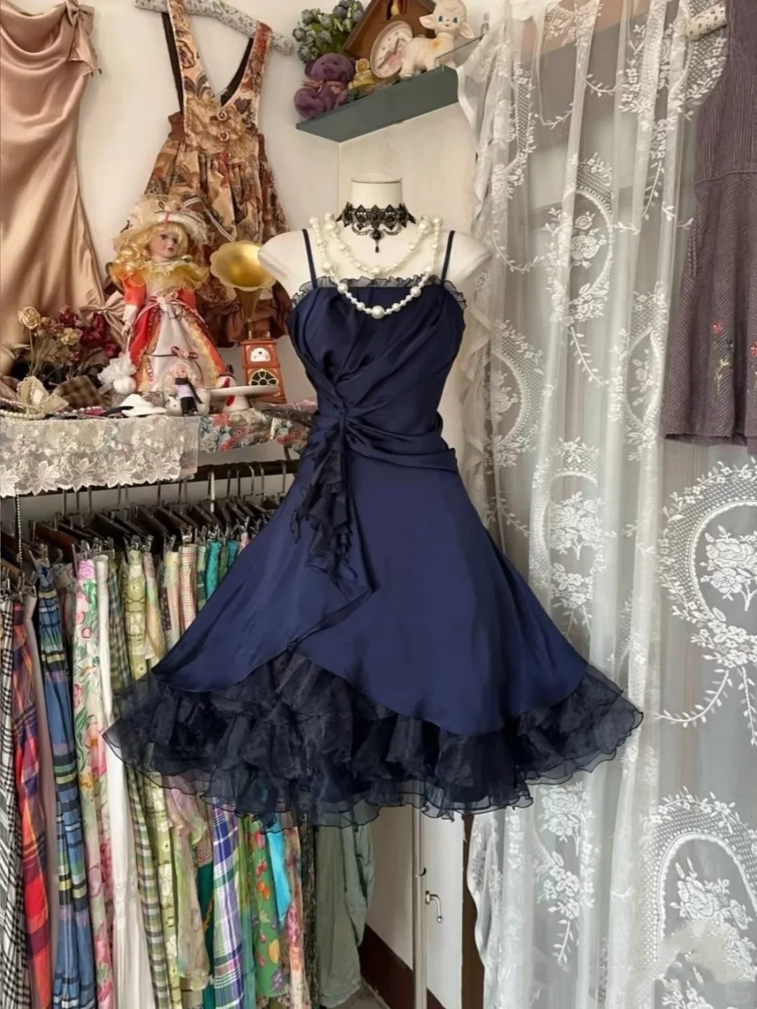 Blau Süßes Elegantes Kurzes Satin Homecoming Kleid Geburtstagskleid gh4276