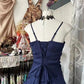 Blau Süßes Elegantes Kurzes Satin Homecoming Kleid Geburtstagskleid gh4276