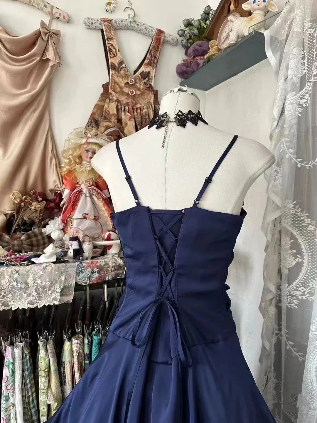 Blau Süßes Elegantes Kurzes Satin Homecoming Kleid Geburtstagskleid gh4276