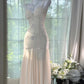 Girlhomeshops-Weißes, perlenbesetztes, elegantes Spaghettiträger-Lang-Chiffon-Ballkleid, Abendkleid, Partykleid, Date-Kleid, gh5082