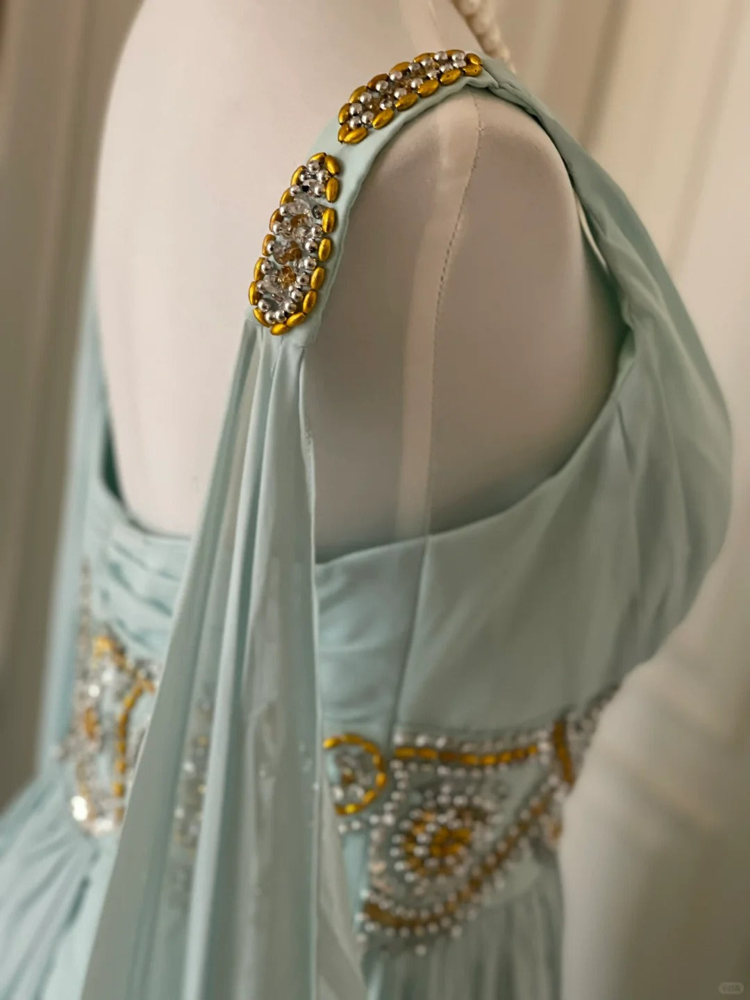 Light Blue Fashionable Elegant Greek Goddess Gown Long Chiffon Floor L –  girlhomeshops