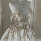 Robe de soirée courte à paillettes dorées et blanches, brillante, magnifique, mignonne, élégante et sophistiquée, style princesse, robe de bal, robe de soirée, gh4166