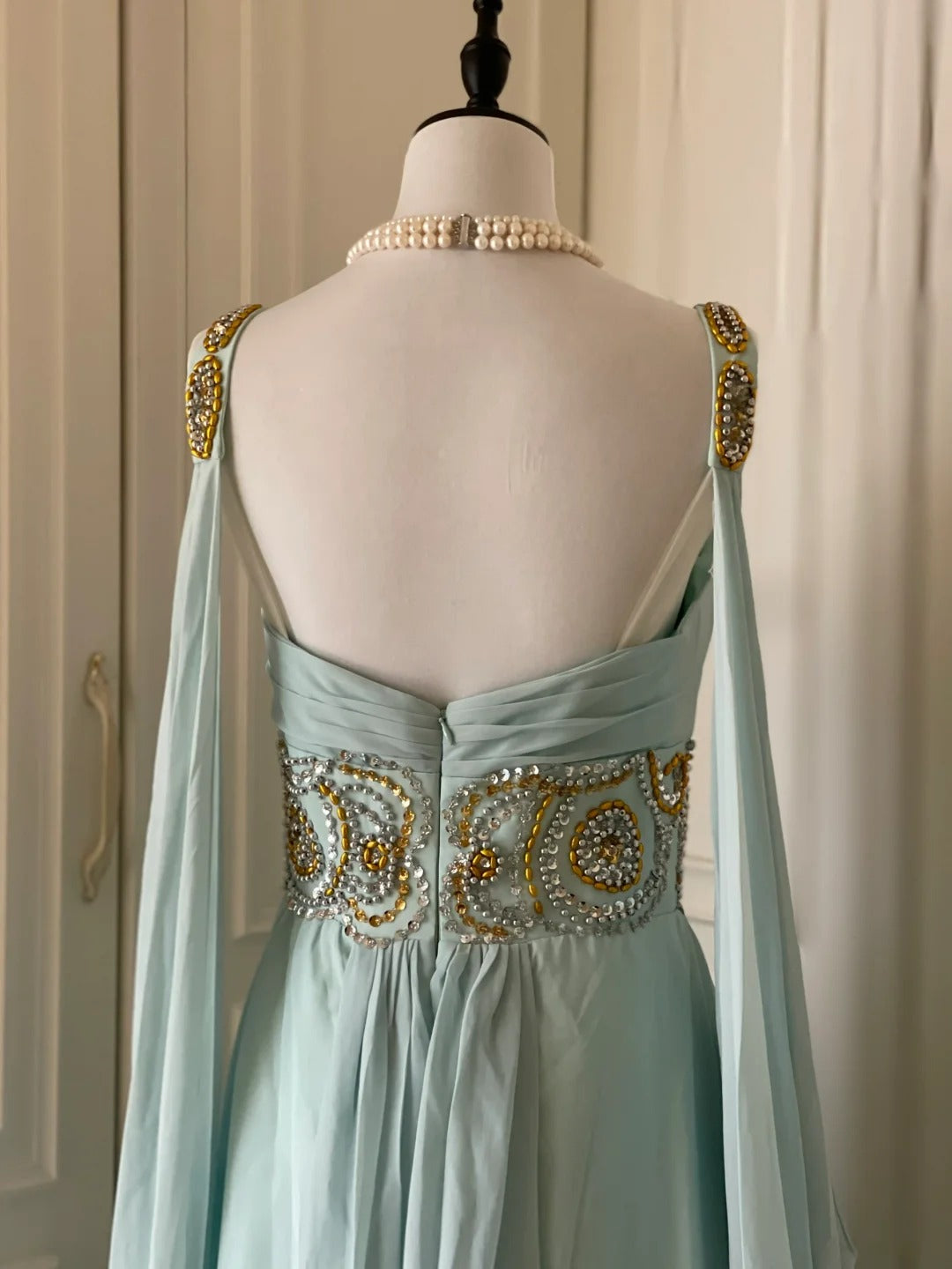 deme blue dress Light Blue Fashionable Elegant Greek Goddess Gown Long Chiffon Floor L –  girlhomeshops