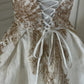 Robe de soirée courte à paillettes dorées et blanches, brillante, magnifique, mignonne, élégante et sophistiquée, style princesse, robe de bal, robe de soirée, gh4166