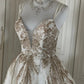 Robe de soirée courte à paillettes dorées et blanches, brillante, magnifique, mignonne, élégante et sophistiquée, style princesse, robe de bal, robe de soirée, gh4166