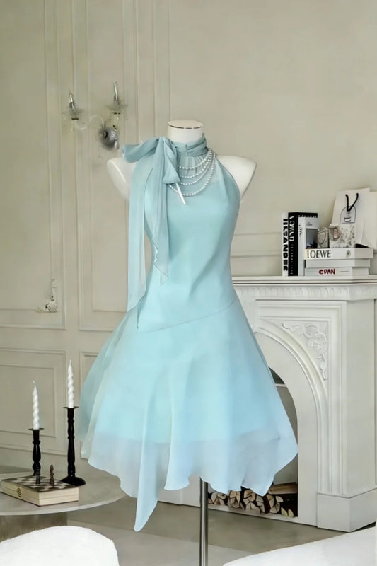 Blue Retro Elegant And Cute Short Back-To-School Dress gh7108